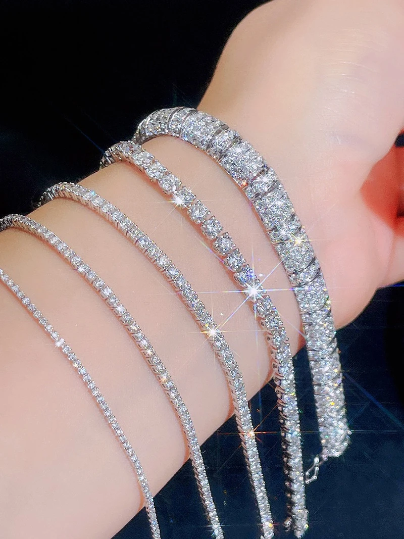 D Vvs1 Bracciale Tennis Moissanite Originale S925 Argento Sterling Placcato Oro Bianco 18 Carati Con Bracciali Gra Per Donna Uomo