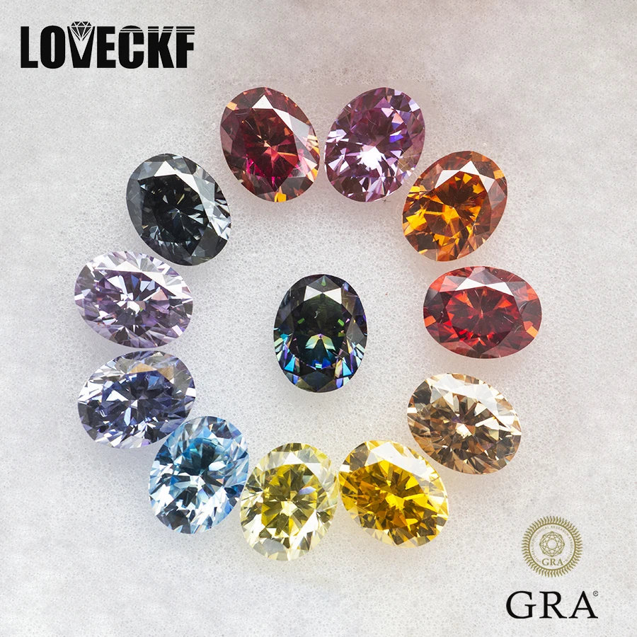 Nuovo Diamante Moissanite A Taglio Ovale Colorato Con Diamante Certificato Moissanite Superato Tester Diamantato Con Rapporto Gra