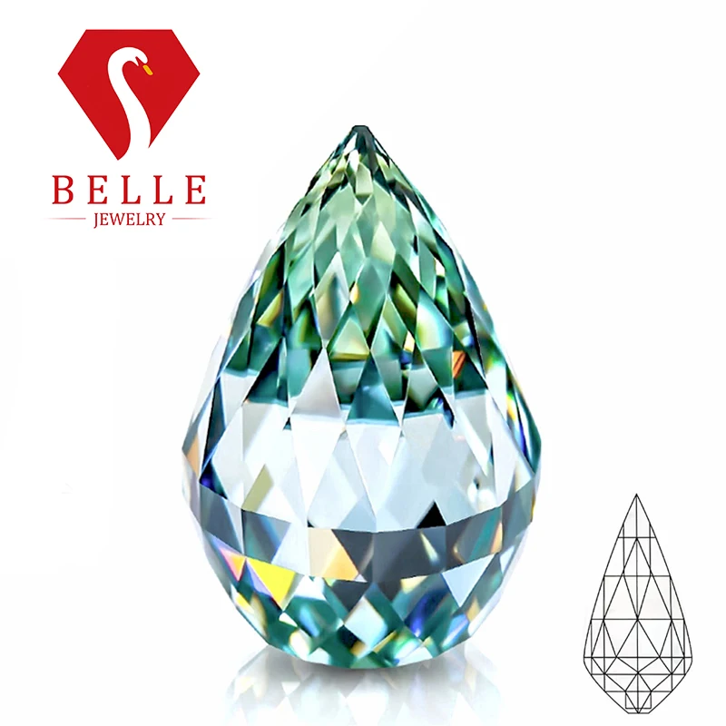 Multicolore Fatto A Mano 3D Briolette Ananas Taglio Pietra Moissanite Vvs1 Test Diamante Sciolto Superato Gemma Trapano Gioielli Personalizzati
