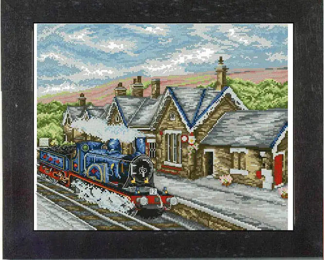 Anc Railway Station 45-39 Canvas Cross Stitch Ricamo Set Hobby Magic Room Decor Design