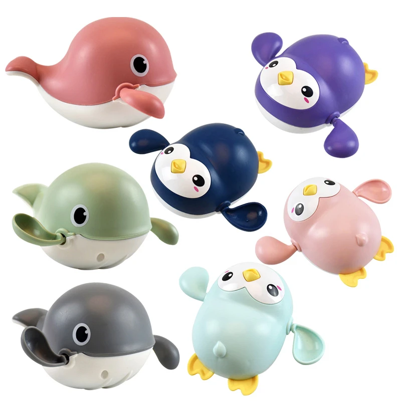 1 Pz Giocattoli Per L'Acqua Del Bambino Anatre Da Bagno Cartoon Animal Chain Clockwork Crab Penguin Whale Piscina Giocattoli Da Bagno Per Bambini Rega