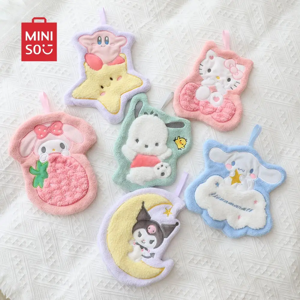 Miniso High Beauty Kuromi Coral Plush Wipe Fazzoletto Fazzoletto Hangable Fazzoletto Assorbente D'Acqua Addensato Asciugamano Per Bambini