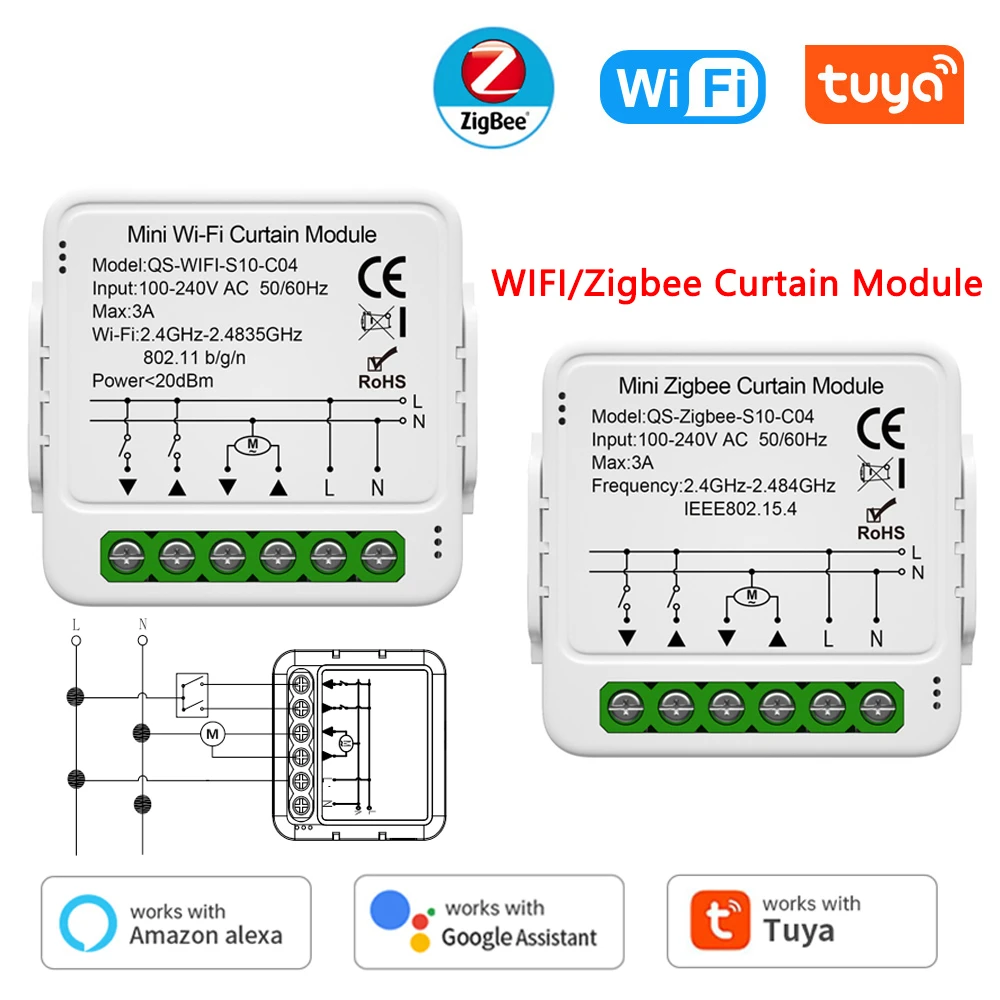 Tuya Zigbee Wifi Smart Curtain Switch Module Tapparelle Tapparelle Motore Elettrico Smart Life Controllo Vocale Per Alexa Google Home