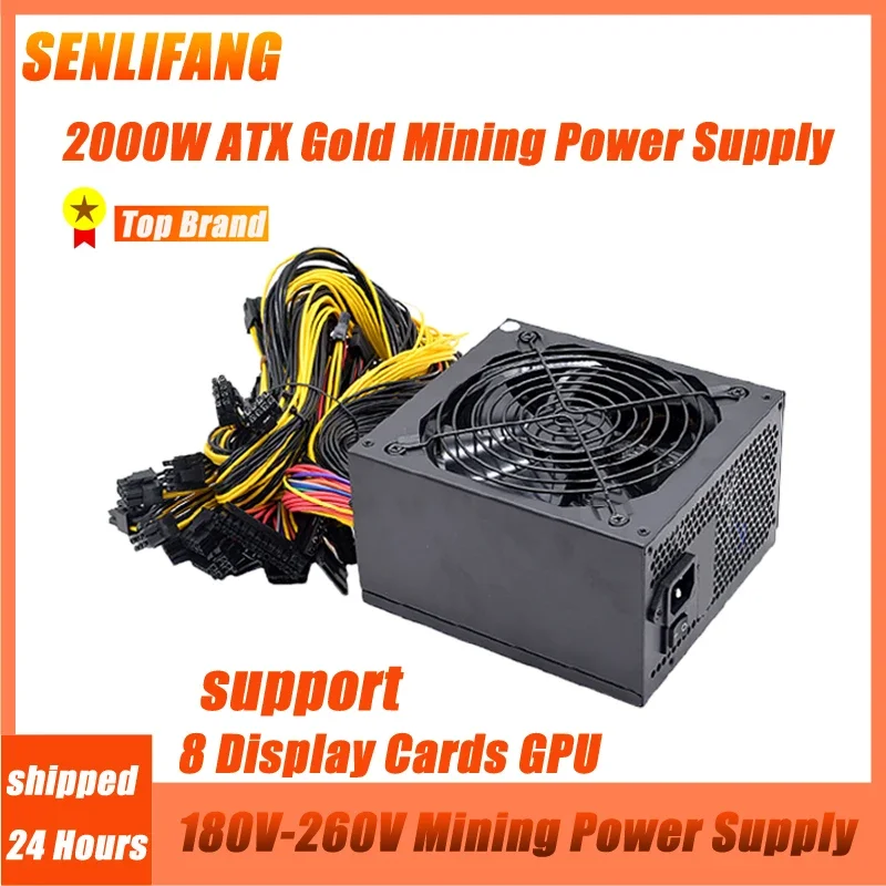 2000W Mining Psu Supporta 8 Schede Di Visualizzazione Gpu 12V 4Pin 180-260V Alimentatore Per Pc Per Btc Etc Rvn Bitcoin Miner Power Supply