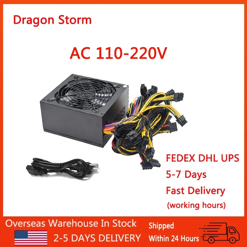 Atx Pc 110V-220V 2000W Alimentatore Ecc Rvn Zec Zcash Dgb Xmr Per Computer 8 Scheda Video Mining Bitcoin Miner