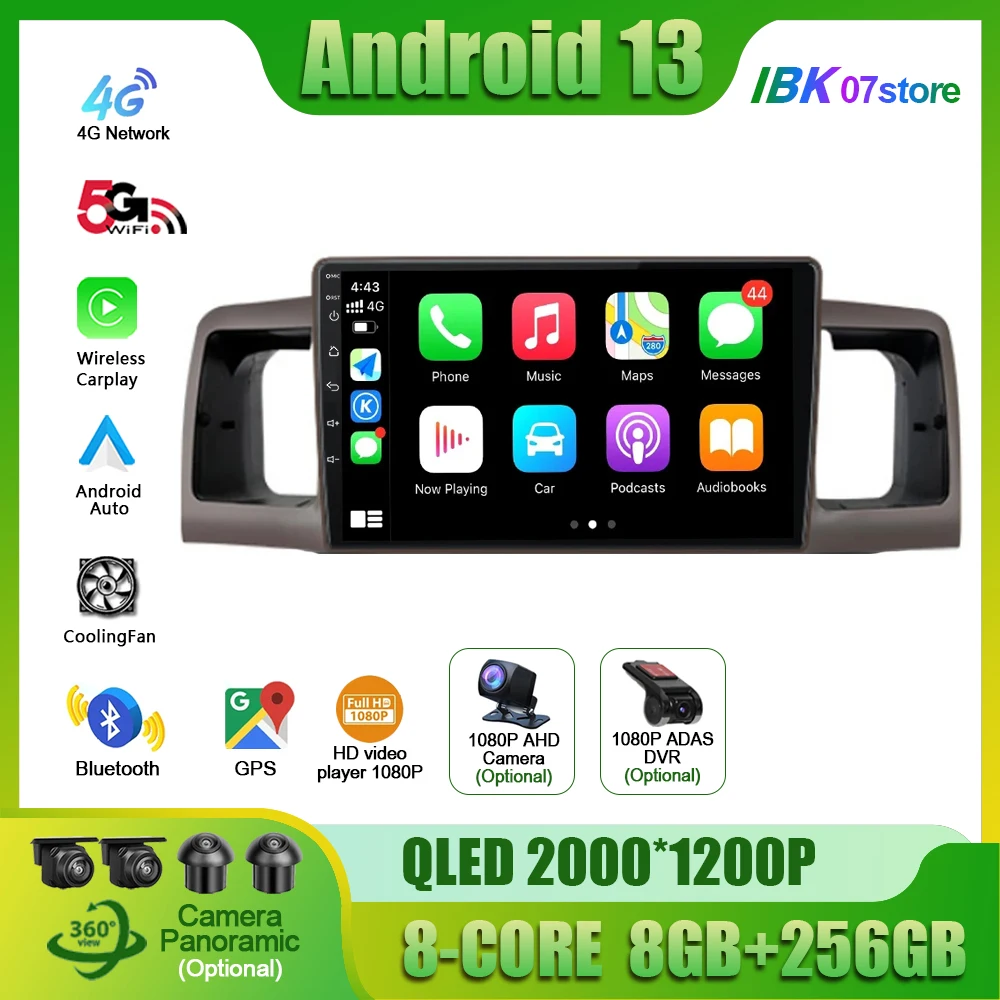Per Toyota Corolla E130 E120 2000 - 2004 Autoradio Lettore Video Multimediale Navigazione 4G Gps Apple Car Play Screen