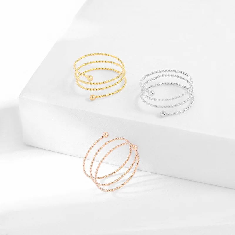 Meetvii Simple Titanium Steel Spirale Twist Rings Thin Hoop Gold Silver Rose Gold Color Circle Finger Rings Per Gioielli Da Donna