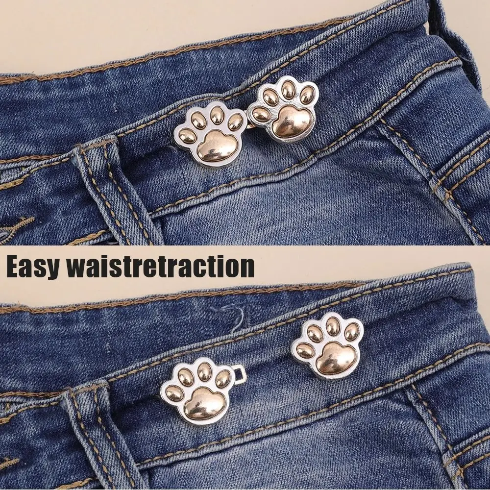 Puppy Paw Pants Button Tightener Cat Claw Jean Fit Stringere Fibbie Bottoni Di Jeans Per Jeans Larghi Gatti Paw Twist Chain Spille