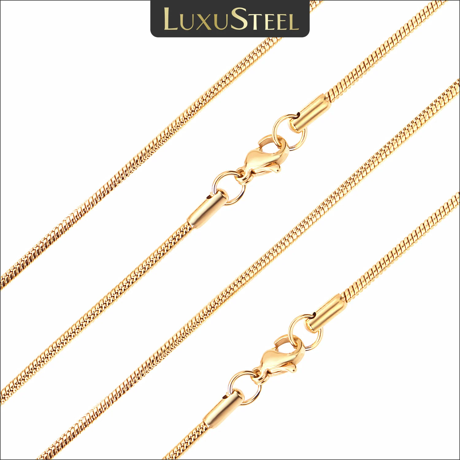 Luxusteel Collana A Catena A Serpente Rotonda In Acciaio Inossidabile Per Donna Uomo Corda A Torsione Color Oro Collo Lungo Lucido Alto Senza Sbiadime