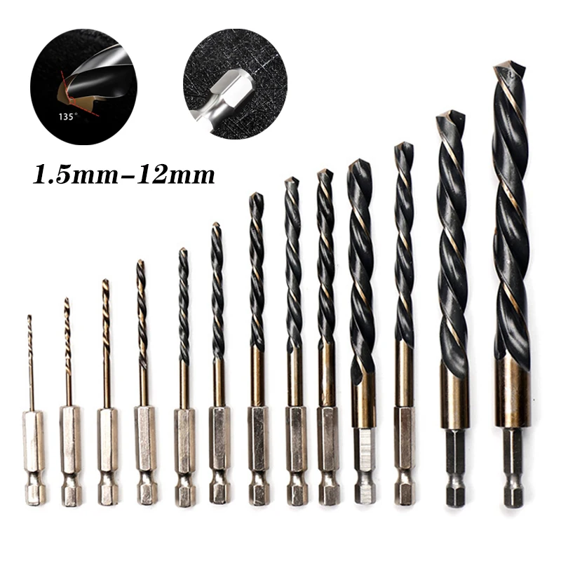 Hex Shank Hss Twist Drill Bit Set Gambo Esagonale Per Cambio Rapido Legno Metallo Foro Cutter Core Foratura Utensili Elettrici Accessori