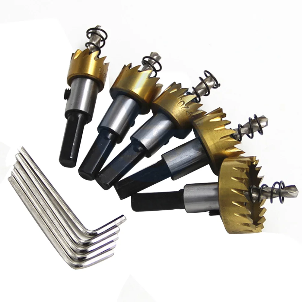 5 Pz 16Mm/18.5Mm/20Mm/25Mm/30Mm Hss Hole Saw Cutter Lega Di Titanio Del Metallo Dell'Acciaio Inossidabile Twist Drill Bit Set