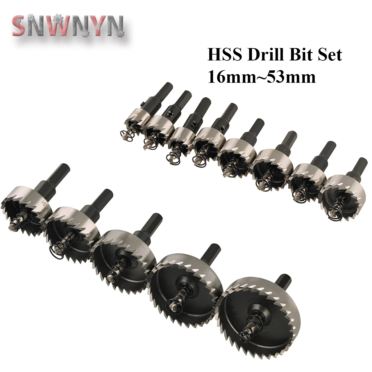 13 Pz/Set 16-53Mm Hss Drill Bit Set Hole Saw Hole Saw Cutter Kit Di Perforazione Utensile Manuale Per Legno Acciaio Inossidabile Metallo Lega Di Tagli
