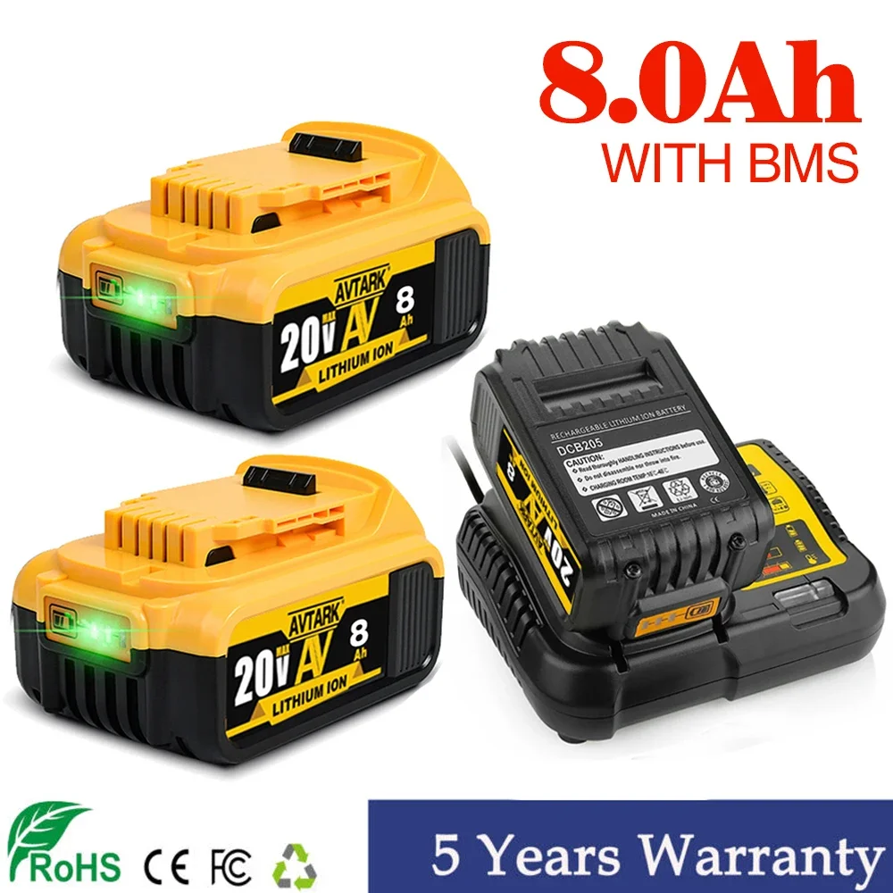 Per Dewalt Dcb205 18V/20V Max Dcb204 Batteria Di Ricambio Agli Ioni Di Litio Dcb206-2 Dcb205 Dcb180 Dcb181 Dcd985B Serie Dcd/Dcf/Dcg