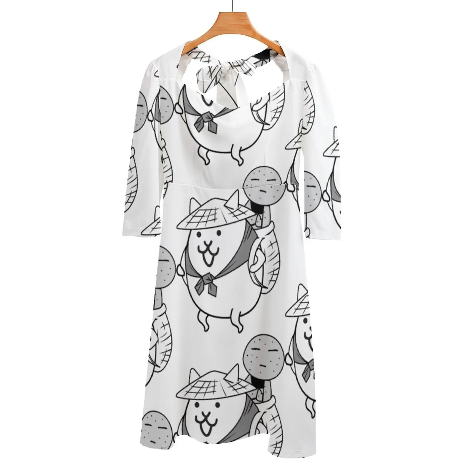 Kasa Jizo Uber Rare Cat Battle Cats Back Lacing Backless Dress Square Neck Dress Sweet Elegant Dress Battlecats Battleat Cat