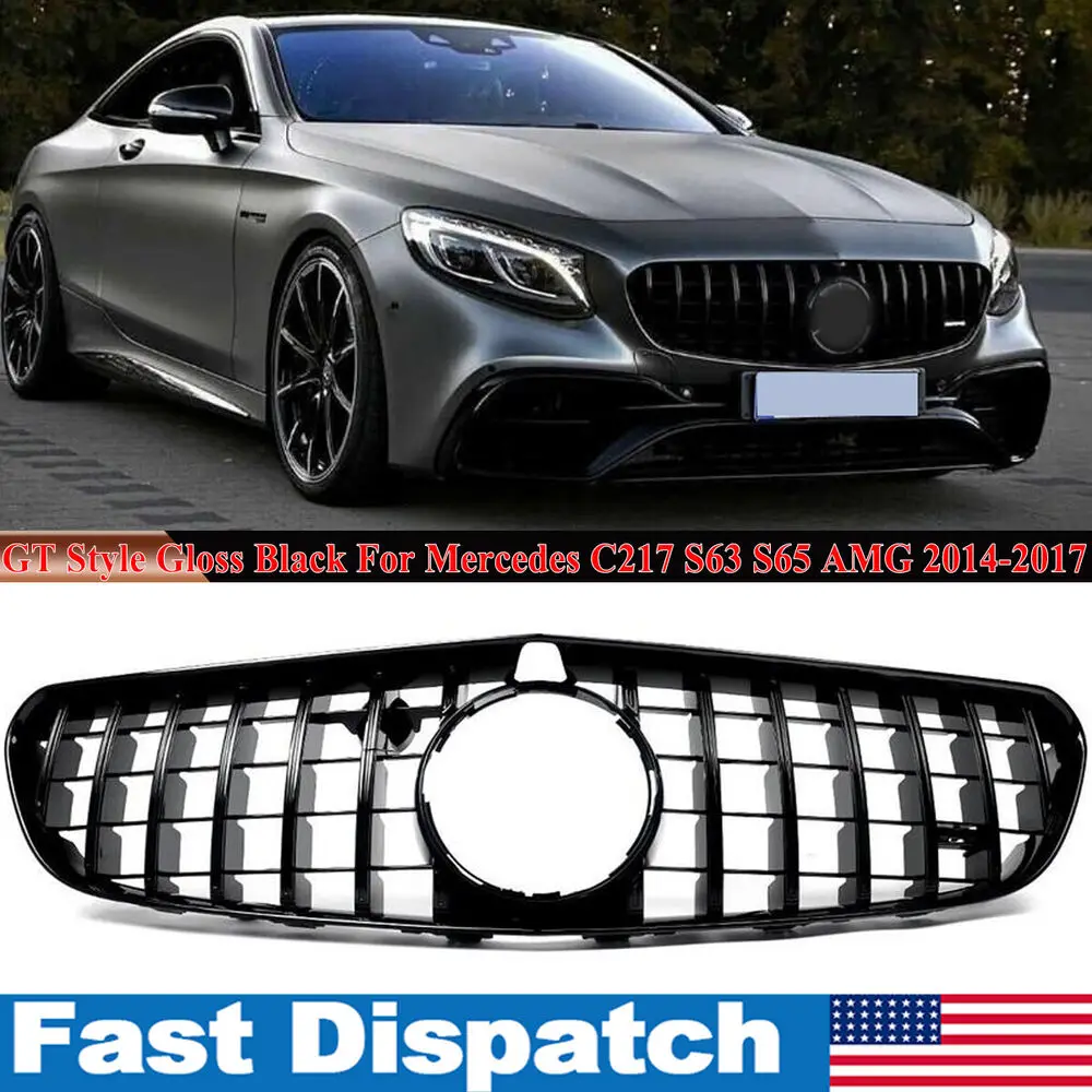 Per Mercedes Benz C217 W217 S63 S65 Amg 2014-17 Griglia Anteriore Lucida Blk Gt Look