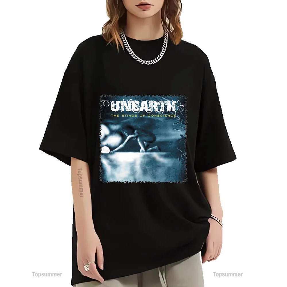 T-Shirt Con Album Di Cosciali T-Shirt Unearth Tour Uomo Pop T-Shirt Con Stampa Grafica Elegante T-Shirt Nera Da Donna