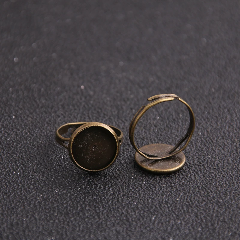 4Pcs Fashion Vintage Regolabile Stud Finger Ring Basi Blanks 10Mm Bronzo Antico Cabochon Stud Finger Ring