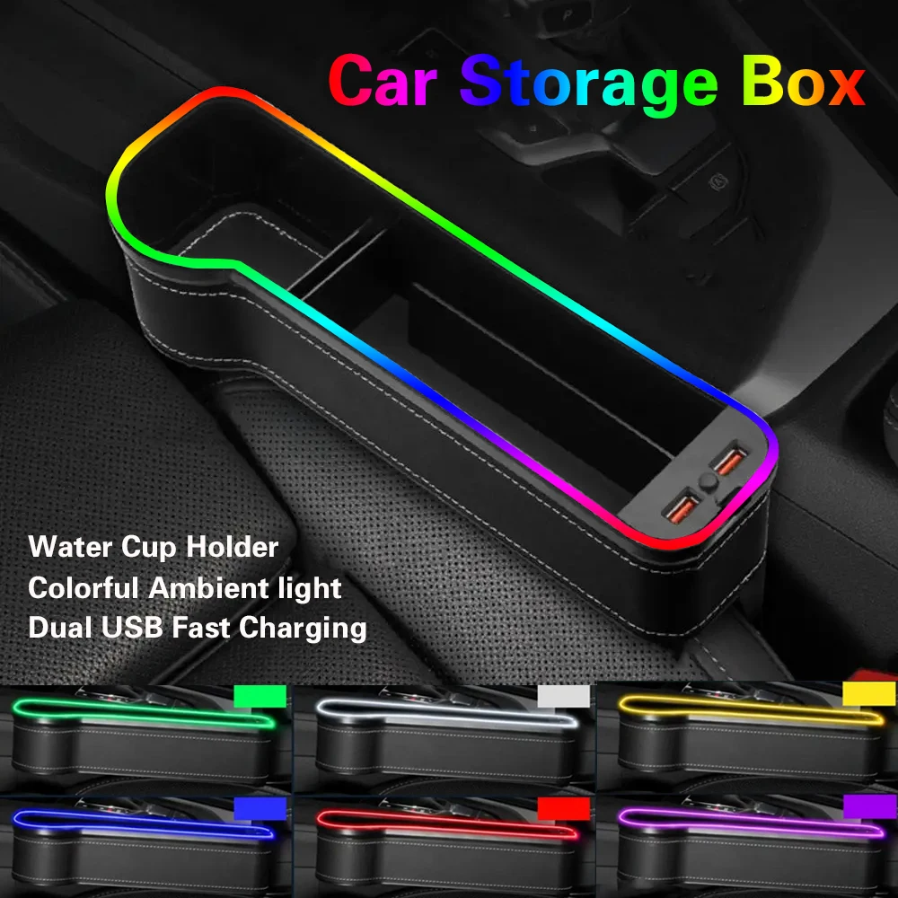 Car Gap Storage Box Nuovo Rgb Con Usb Smart Fast Charging Car Seat Seam Storage Sandwich Storage Box Charger Modello Universale