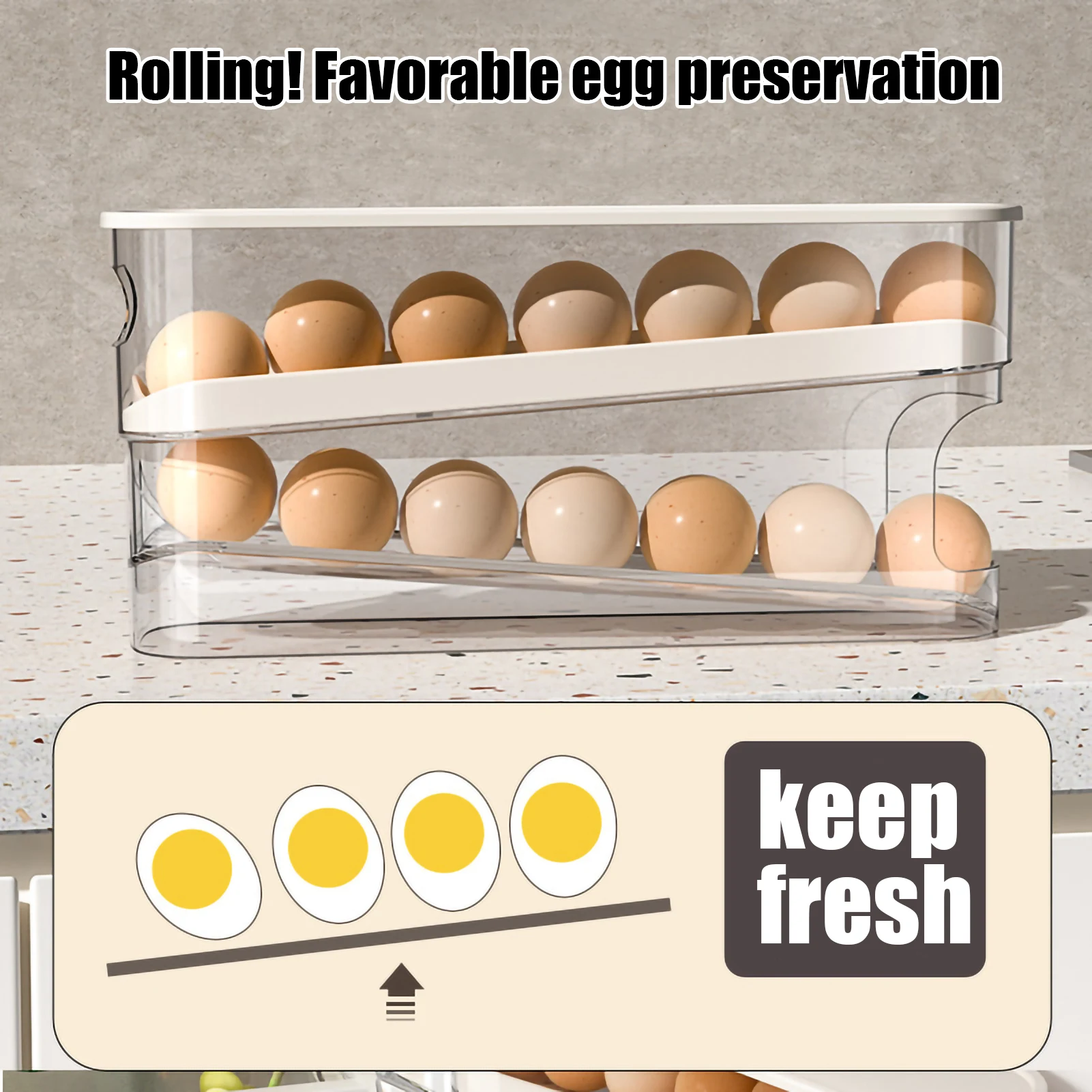 Contenitore Per Uova Scatola Di Immagazzinaggio Fresca Per Uova Di Rotolamento Automatico Contenitore Per Uova Di Gallina Vassoio Per Uova Di Rotolame