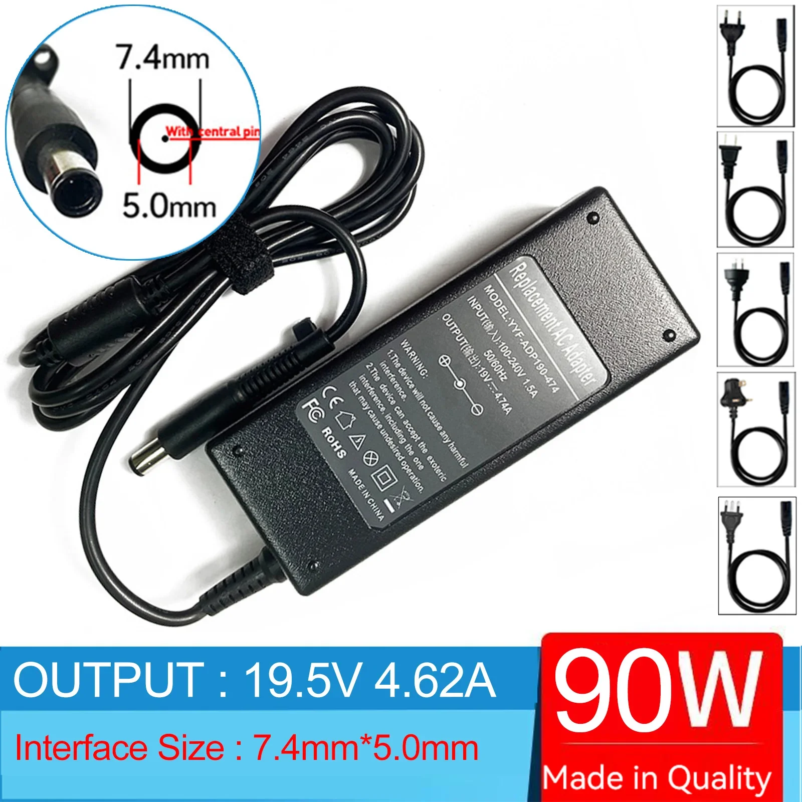 Caricabatterie Adattatore Ca Per Laptop 19V 4.74A 90W Per Hp Elitebook Revolve;810 G1 820 G1 850 G1;Compaq 2510P 6455B 6460B