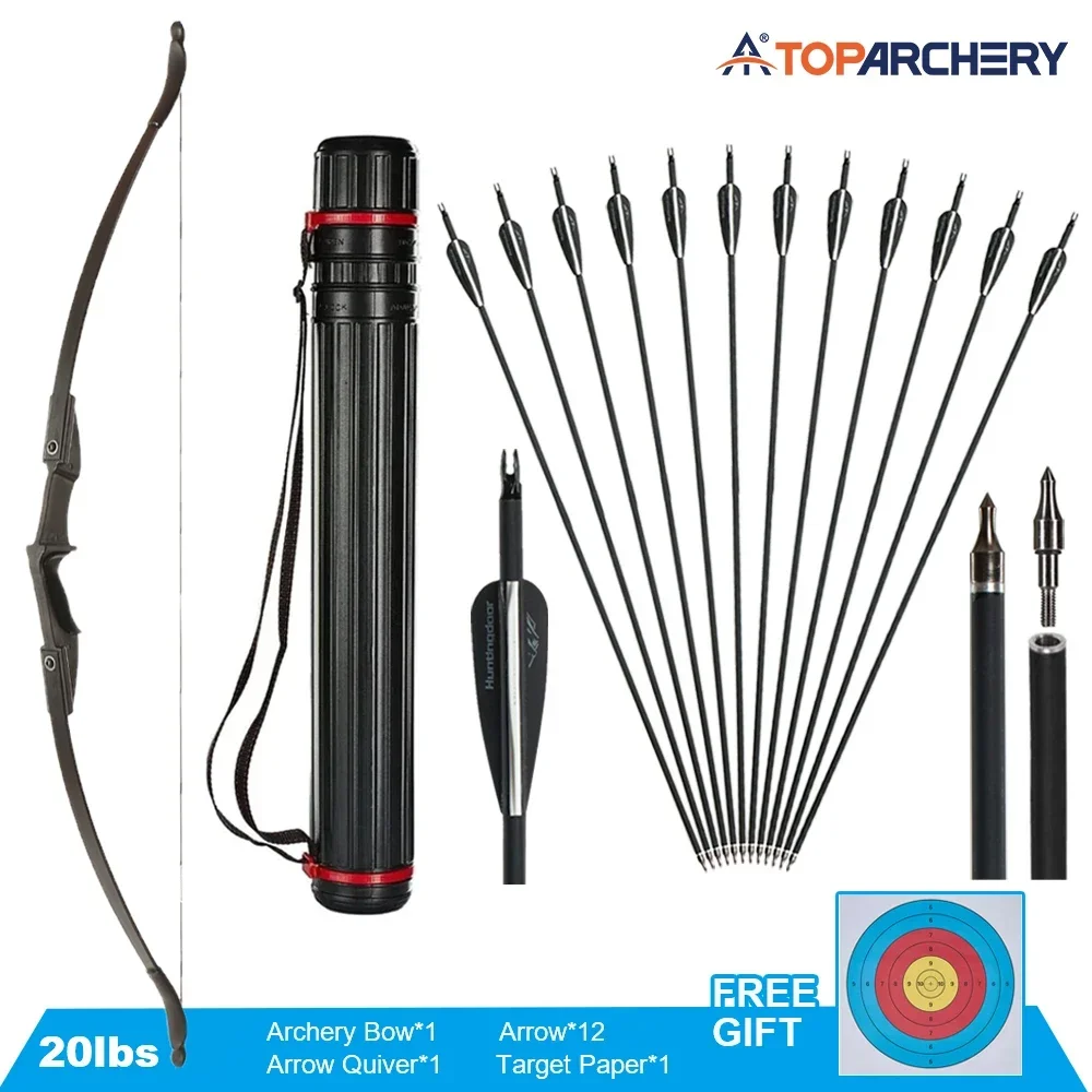 Toparchery 20-40Lbs Tiro Con L'Arco 57 "Takedown Arco Ricurvo Per La Caccia Arco Ricurvo E Freccia Set Sinistra Destra Arco Da Caccia Nero