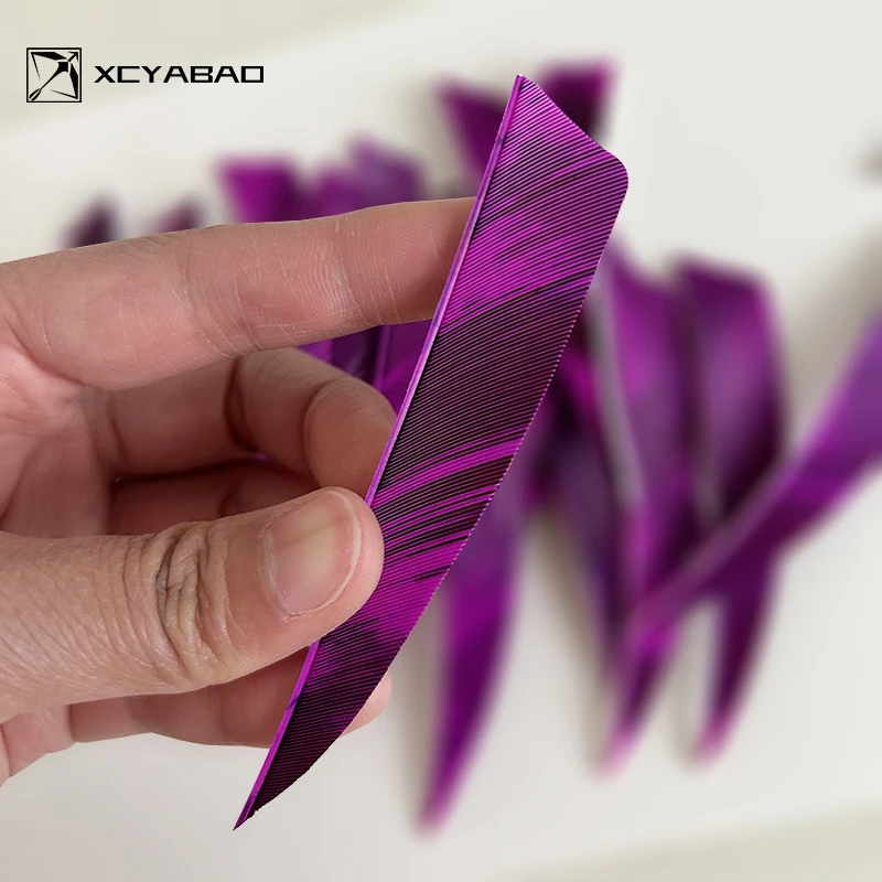 50 Pz 4 Pollici Carbon Arrow Feathers Shield Cutter Shape Camo Purple Turkey Feathers Fletching Per Arco Tiro Con L'Arco Vanes Accessori