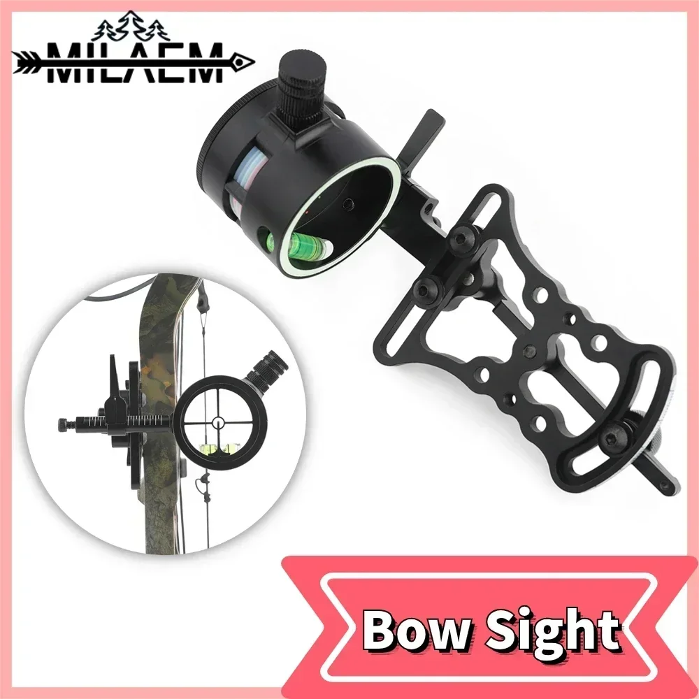 Tiro Con L'Arco Compound Bow Sight 2 Pin 0.019 Fibra Ottica Pin Aviazione Alluminio Puntatore Regolabile Tiro Mira Caccia All'Aperto Sport