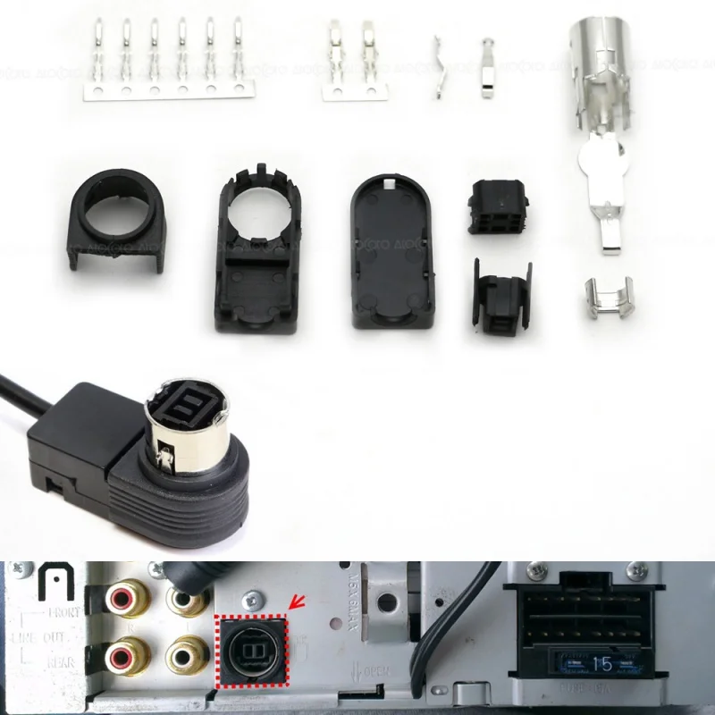 Car 8 Pin Audio Input Aux Cable For Jvc Head Unit Cd/Radio J-Link Sockets For Alpine Ai-Net Plug Diy Assembly Connector