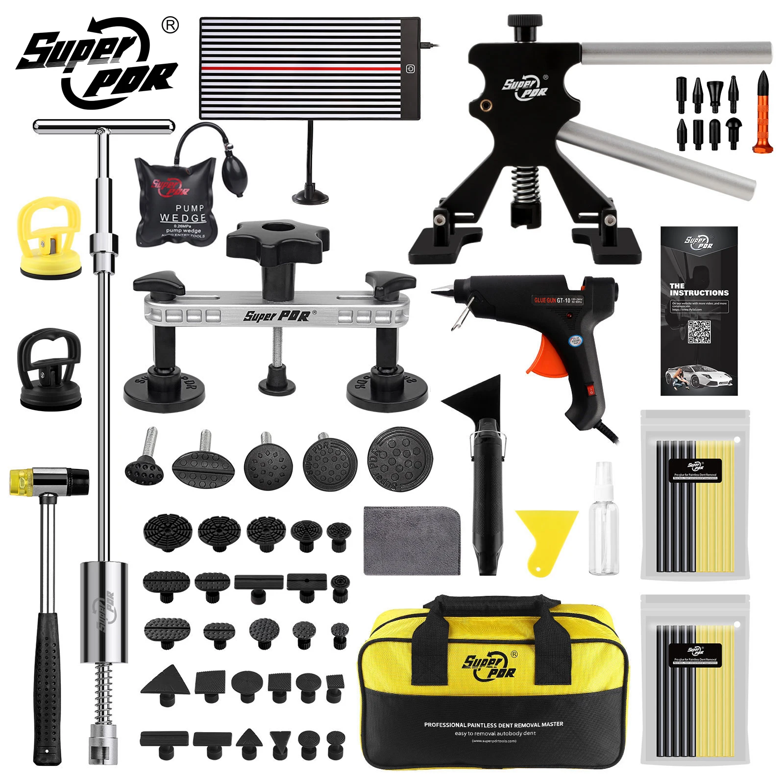 Super Pdr Tool Car Dent Removal Kit Kit Di Riparazione Ammaccature Senza Vernice Dent Puller Ventose Ventosa Per Auto Body Denting Auto Tools