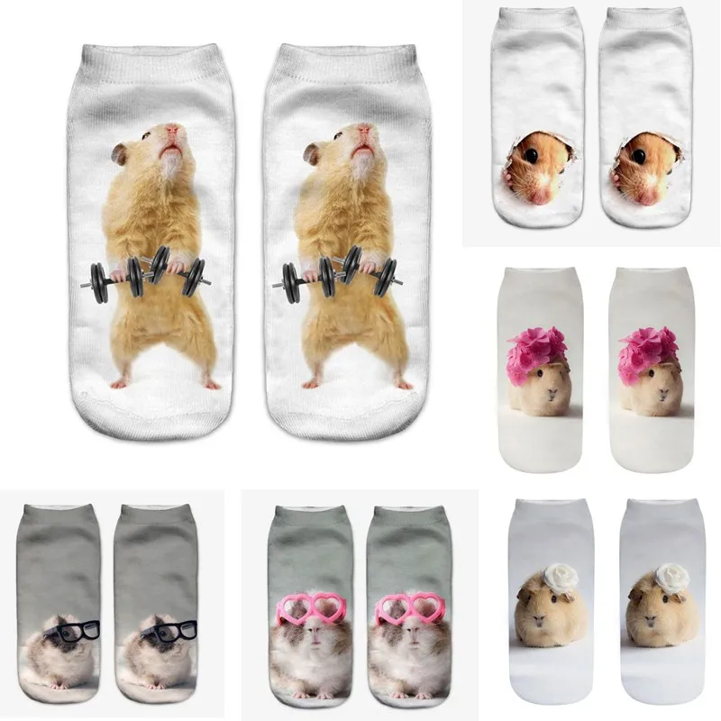 New Fashion 3D Printed Mouse Totoro Socks Funny Kawaii Women Cute Animal Fitness Hamster Sokken Dropship