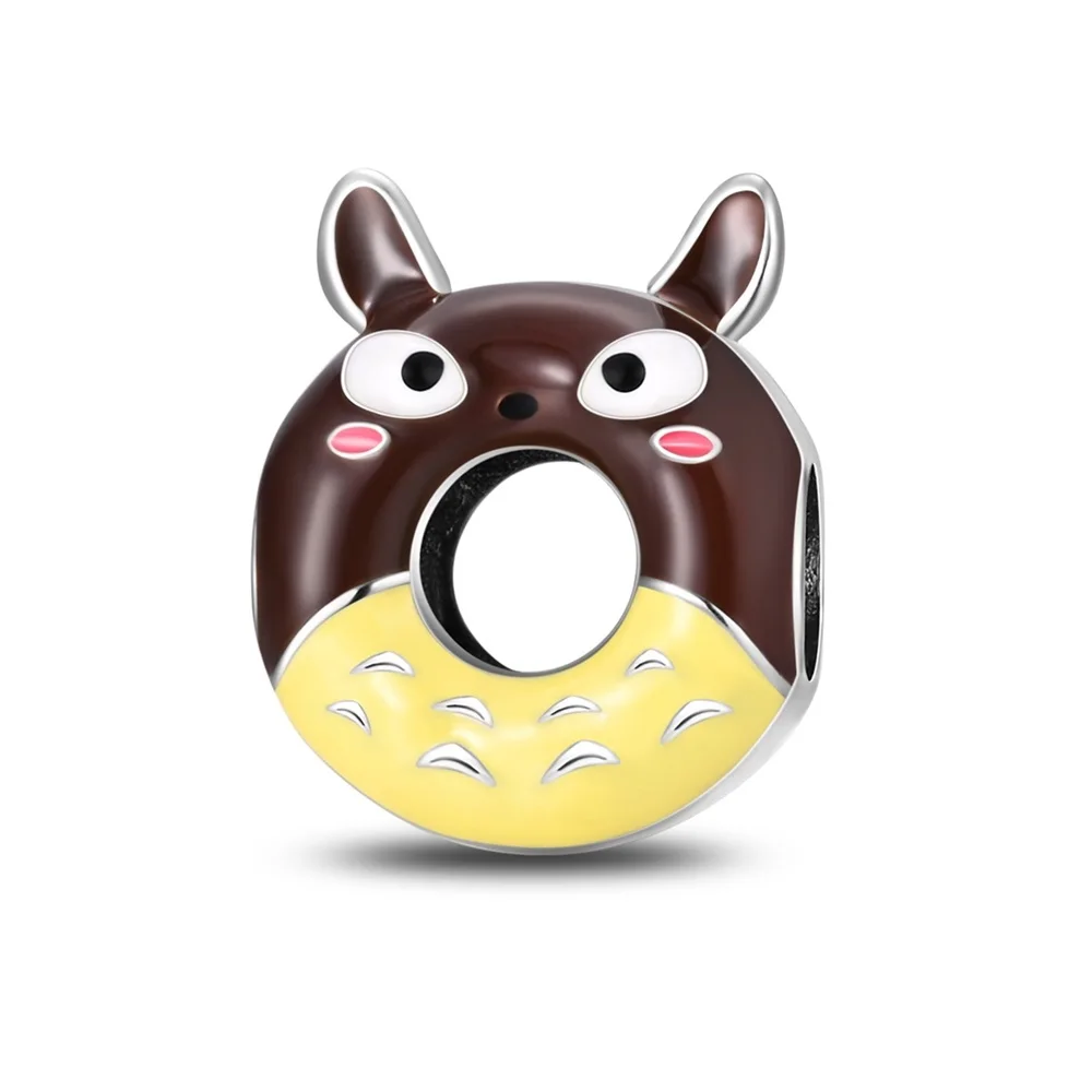 Classic 925 Sterling Silver Shy Donut In Bianco E Nero Totoro Charm Fit Pandora Bracciale Accessori Per Gioielli Da Banchetto Da Donna