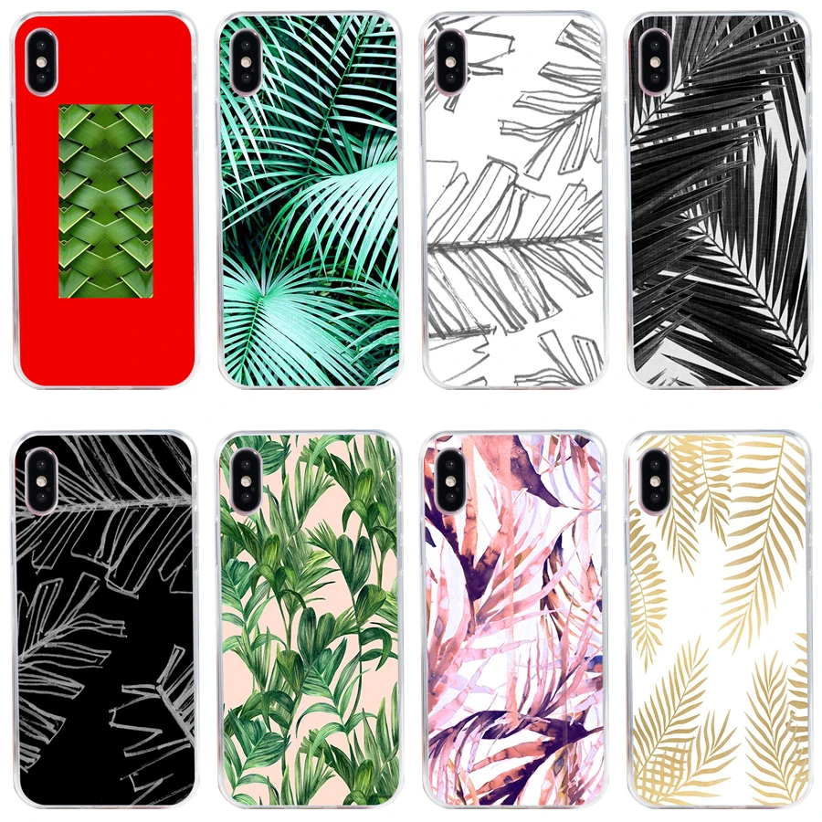 40H Palm Leaf Nero Bianco Custodia Morbida In Silicone Tpu Cover Per Iphone 5 5S Se X Xr Xs Max Case