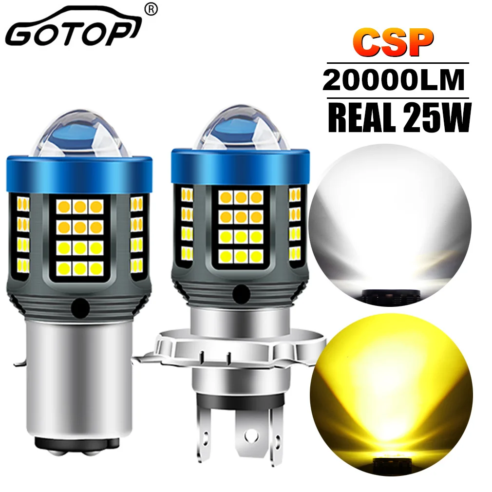 1Pc 20000Lm 25W Fari Moto H4 Ba20 Lampadine A Led Lente Csp Led Moto High/Low Beam Lampadine A Led Accessori Per Scooter Dc 12V