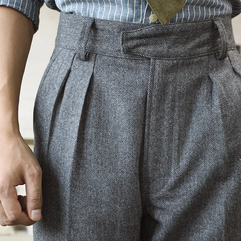 Red Tornado Britannico Di Lana Gurkha Pantaloni Formali Degli Uomini Retrò Di Casual Pantaloni Grigio