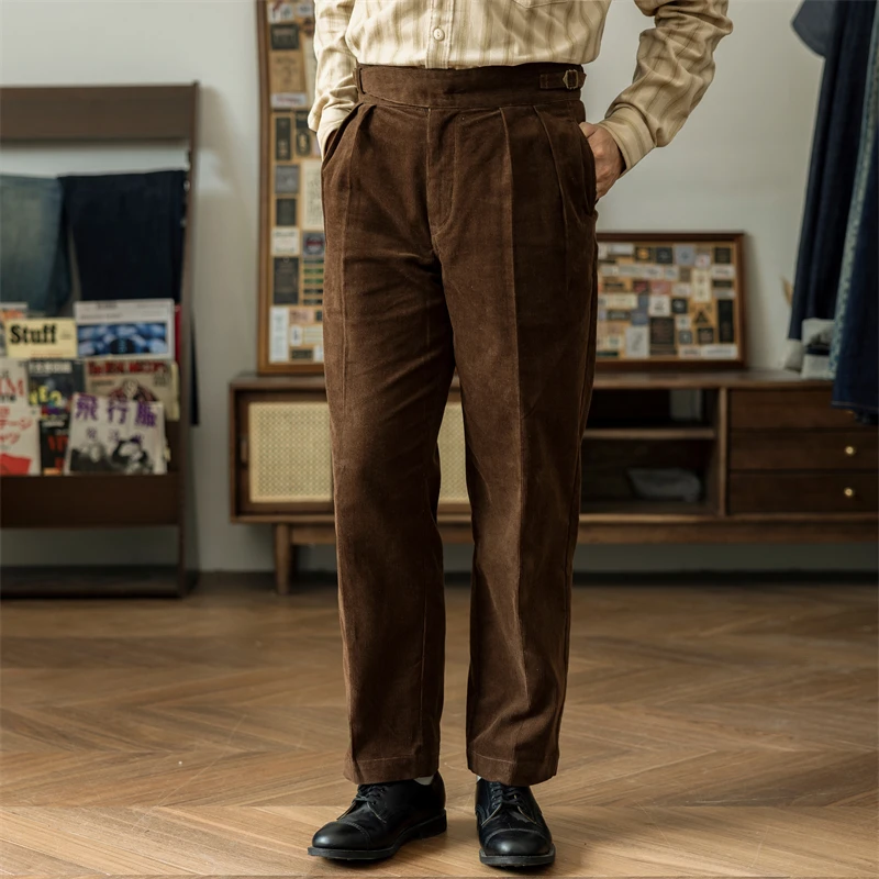 Red Tornado Pantaloni Larghi In Velluto A Coste Gurkha Pantaloni A Vita Regolabile In Stile Britannico