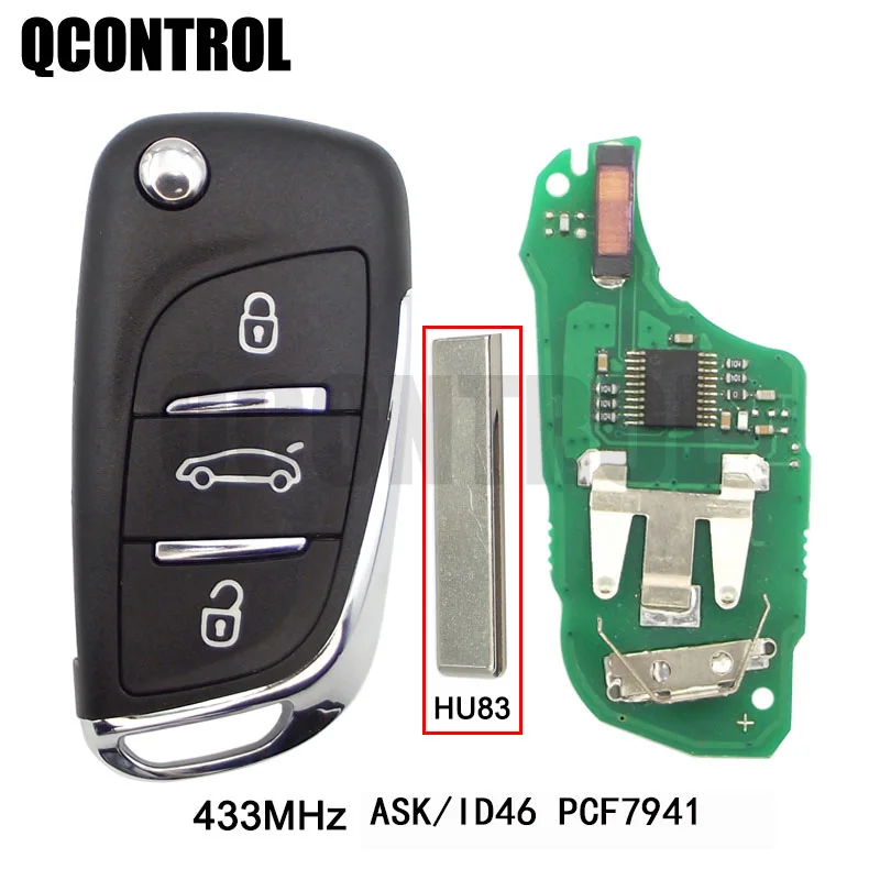 Qcontrol 3 Pulsanti Chiave A Distanza Per Auto Per Citroen C4 Cactus Hella 434Mhz Hu83 Blade