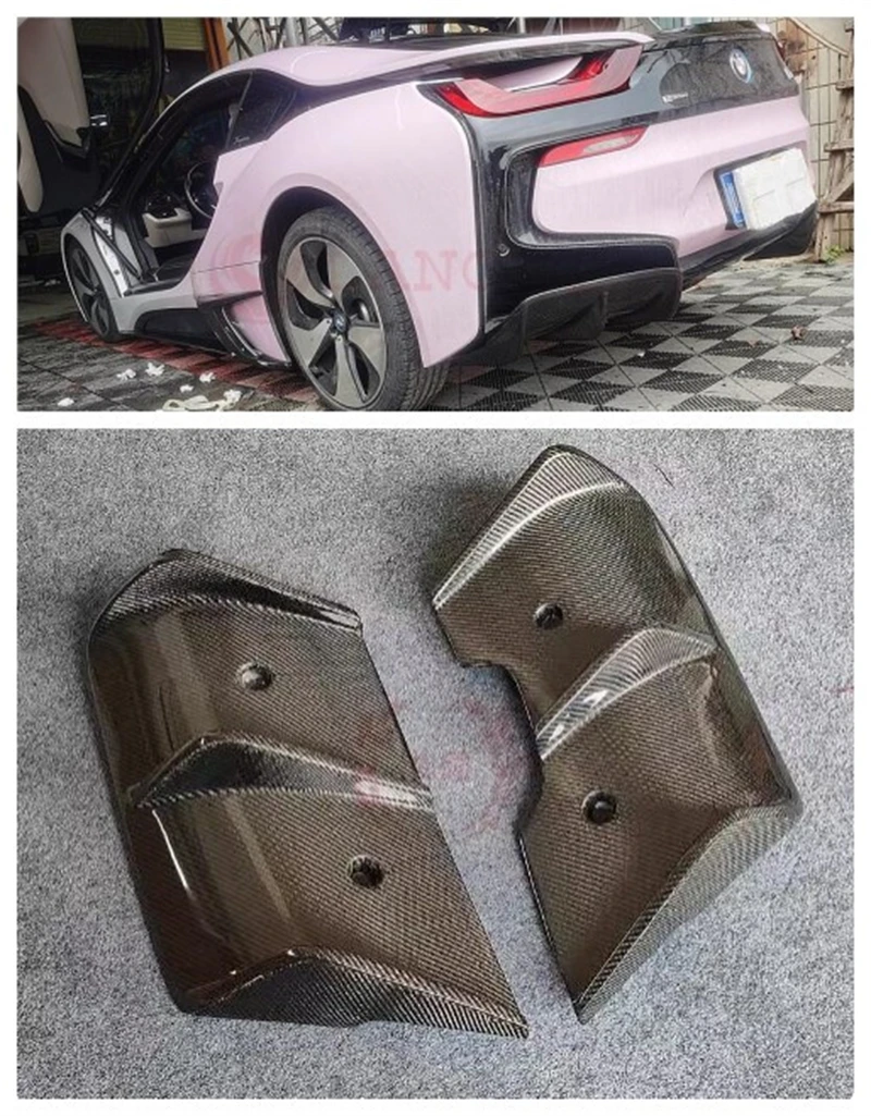 Per Bmw I8 2014-2020 Real Carbon Fiber Diffusore Posteriore Lip Spoiler Wrap Angle Full Body Kit Parti Di Modifica Automatica