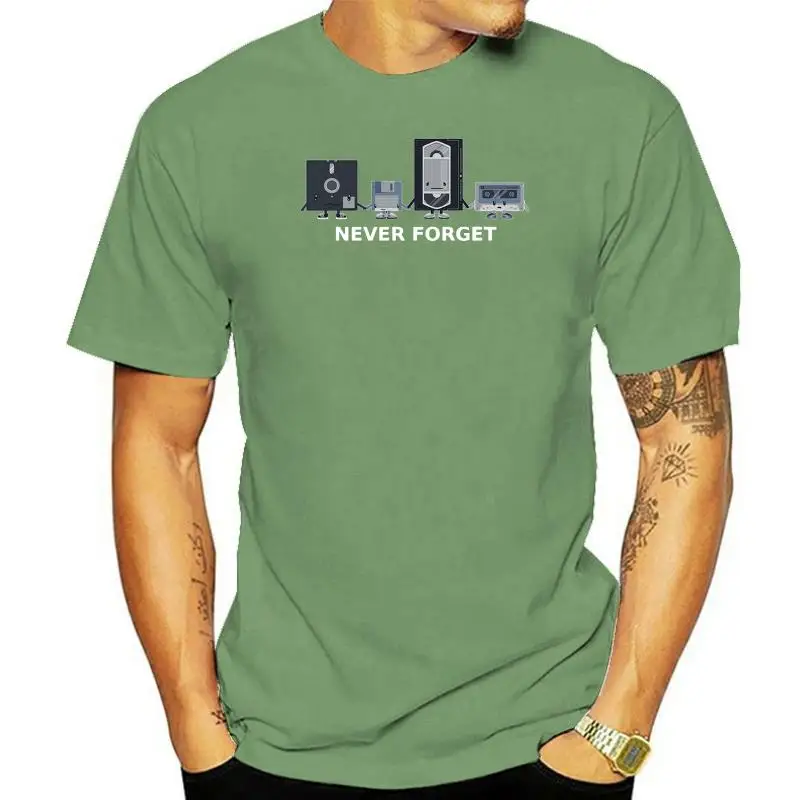 T-Shirt Senza Mai Dimenticare Retro Media Vhs Cassette Floppy Disk Discette Video Maglietta Casual
