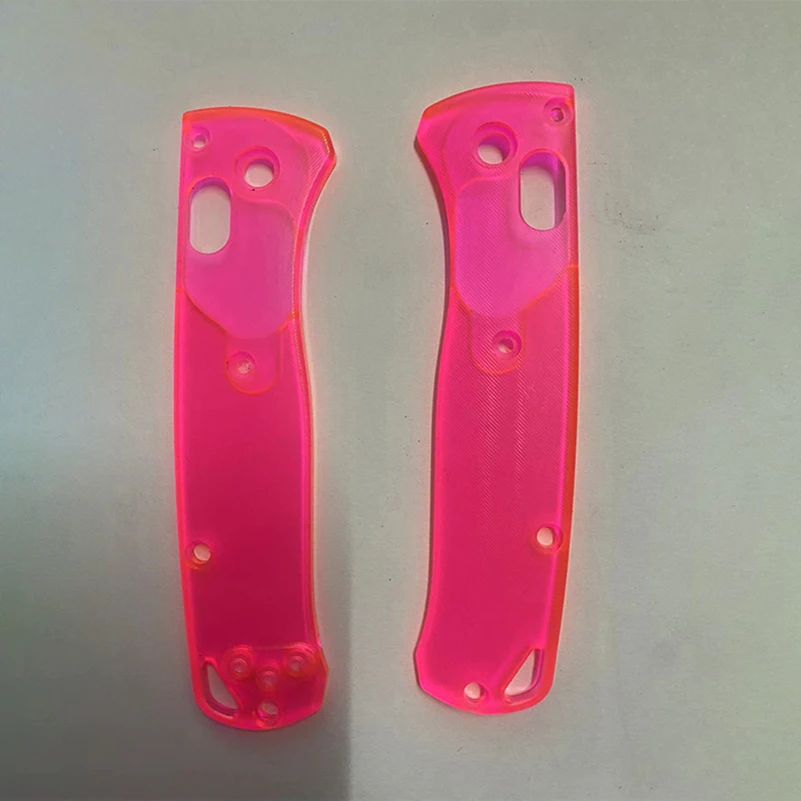 2024 Nuovo Personalizzato Trasparente Rosa Rosso Acrilico Coltello Bilancia Maniglia Per Genuino Benchmade 535 Coltelli Bugout Grip Fai Da Te Fare Par