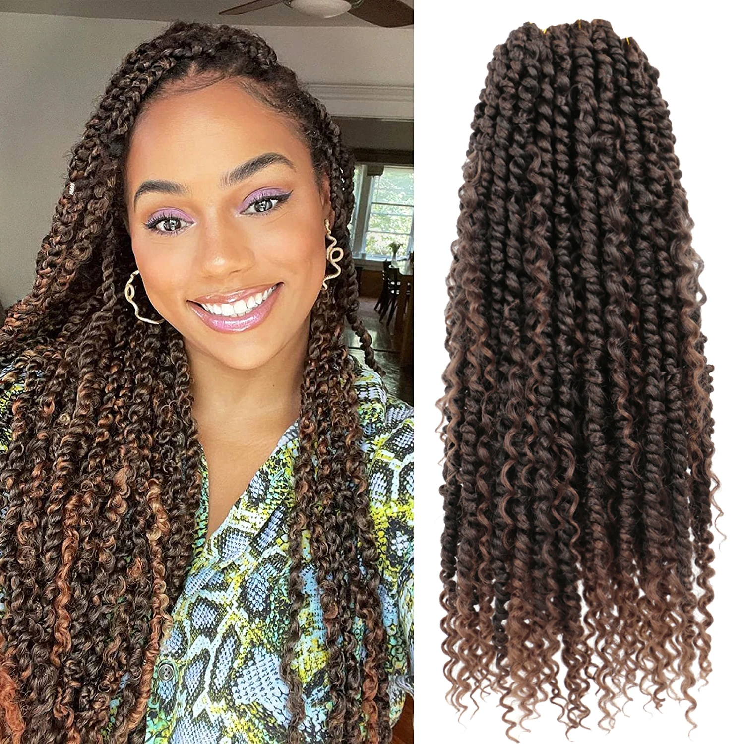 Dansama Boho Passion Twist Crochet Hair Pre-Loop Crochet Passion Twist Intrecciare I Capelli Pre-Twisted Ombre Brown Passion Twist