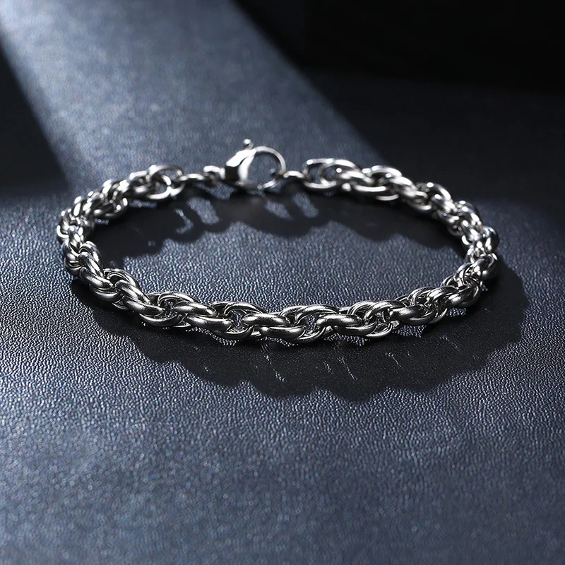 Bracciale Da Uomo In Acciaio Inossidabile Con Catena A Catena, Bracciale A Spirale, Colore Argento