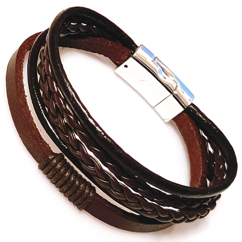 Nuovo! Bracciale In Pelle Gioielli Da Donna Bracciale Moda Bracciale In Pelle Multistrato Da Uomo Con Ciondoli Uomo Donna Gioielli
