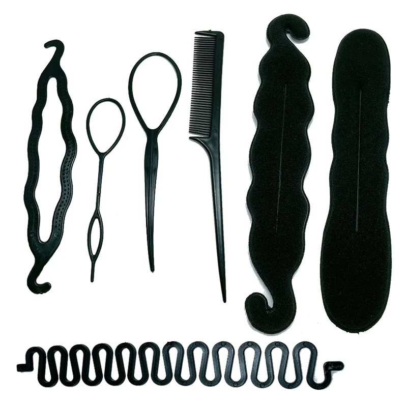 1Set Bun Shaper Styling Di Base Toool Treccia Styling Forcine Twist Clip Di Capelli Acconciatura Braider Spugna Ciambella Bun Maker Donne Fai Da Te