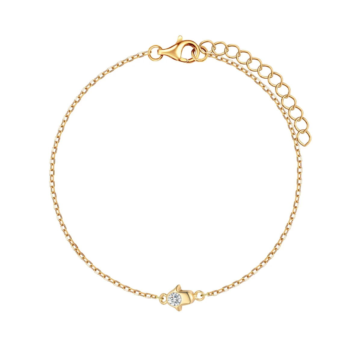 Singolo Bianco Lucido Cz Cristallo Mini Hamsa Mano Di Fatima Dio Fascino Brracelet Donne Arcobaleno Cubic Zirconia Scatola Catena Gioielli Regalo