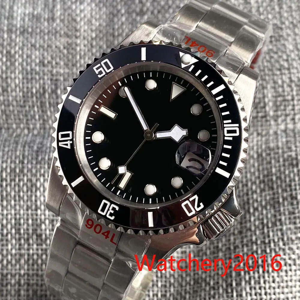 40Mm Bliger Nh35A Automatic 3.8 O'Clock Crown Mens Watch Black Dial Sapphire Glass Luminous Ceramic Bezel Date Window
