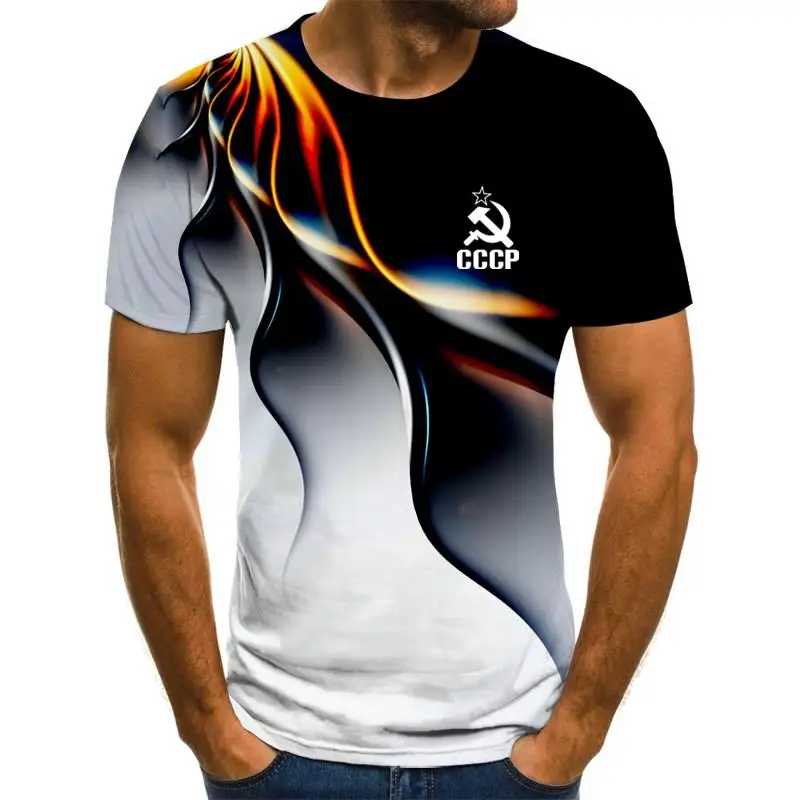 T-Shirt New Man Summer Cccp Russian T-Shirt Unione Sovietica Moscow T-Shirt Da Uomo Leher O Top Man Arm Pendek T-Shirt