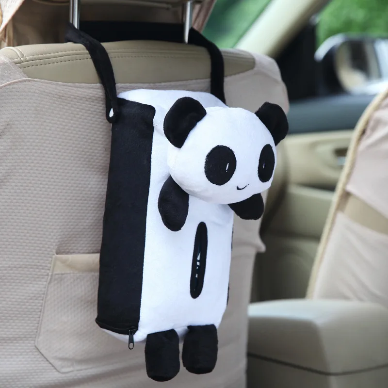 Cartoon Chair-Back-Hanging Tissue Box Cute Little Panda Set Accessori Per Auto Forniture Per Auto