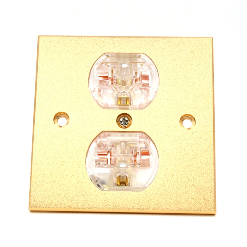 Di Alta Qualità Pure In Lega Di Potere Della Parete Audio Av Grado Presa Di Corrente A Muro 2 Porta Trasparente 86Mm X 86Mm Di Corrente A Muro Calzino