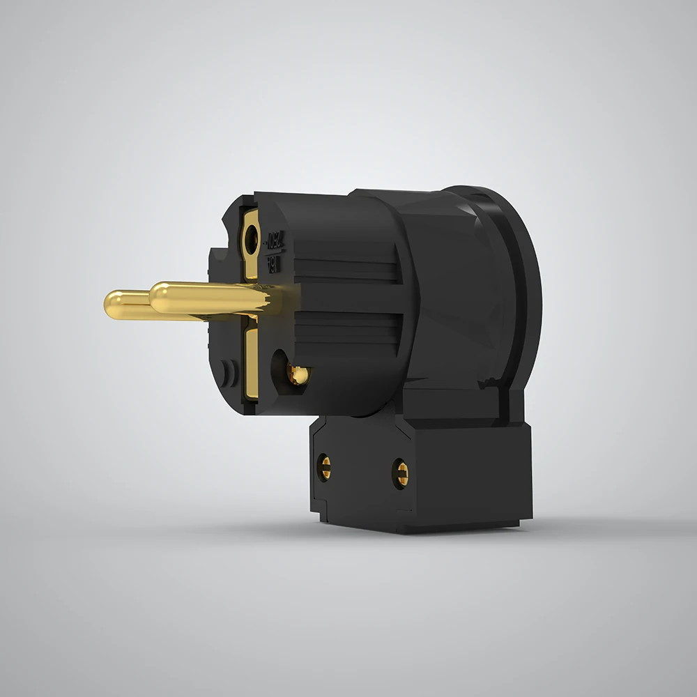 Viborg Le505G Lm505G Lf505G 100% Pure Copper Schuko Power Plug 24K Gold Plated Right Angled Schuko Power Connector