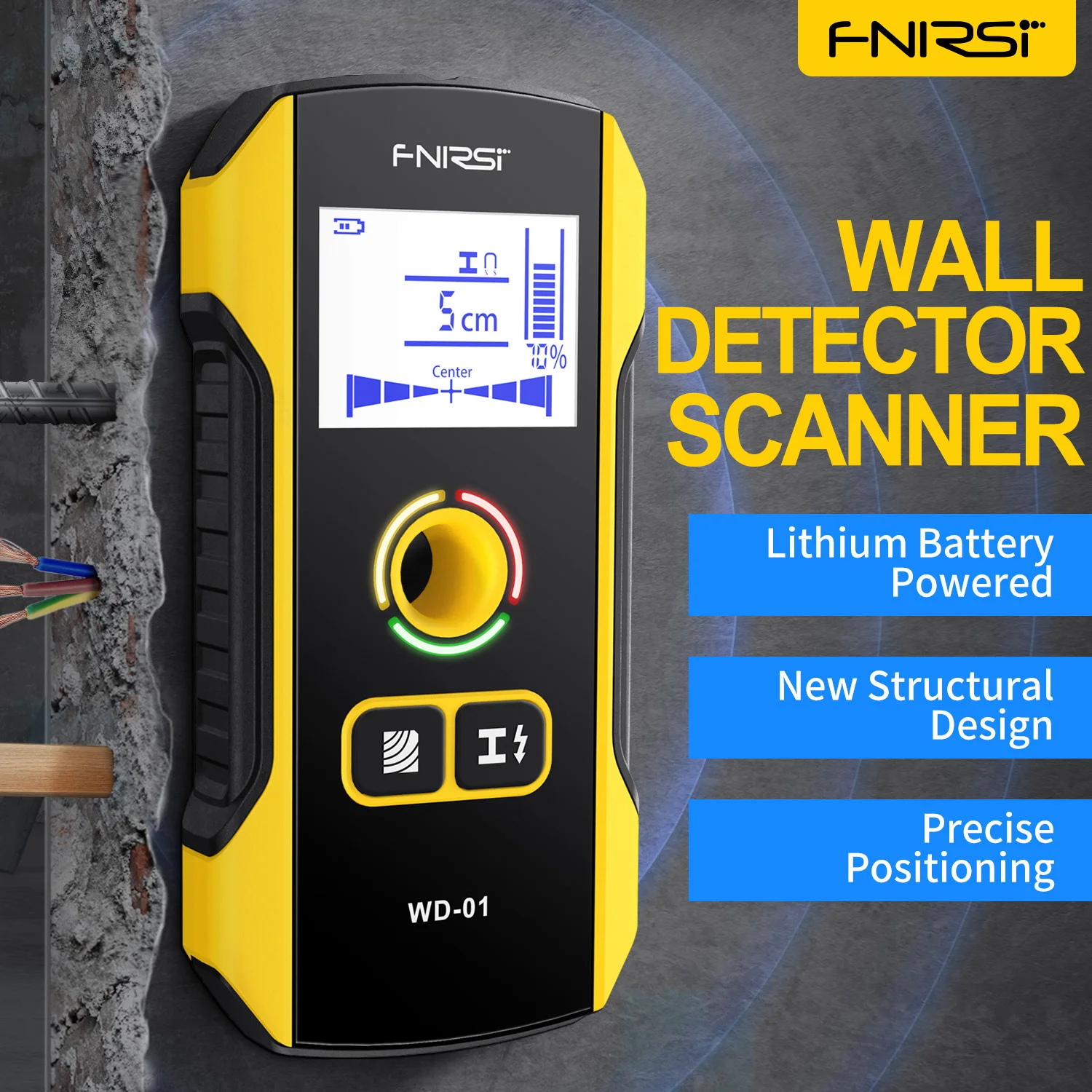 Fnirsi Wd-01 Metal Detector Professionale Scanner Da Parete Impermeabile Pinpointer Per Cavi Ac Live Metal Wood Stud Find